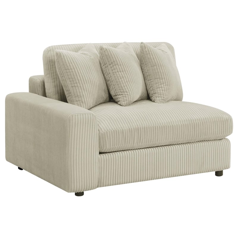 Pemberly Row Modern Velvet Upholstered Reversible Sectional Sofa in Sand