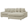 Pemberly Row Modern Velvet Upholstered Reversible Sectional Sofa in Sand