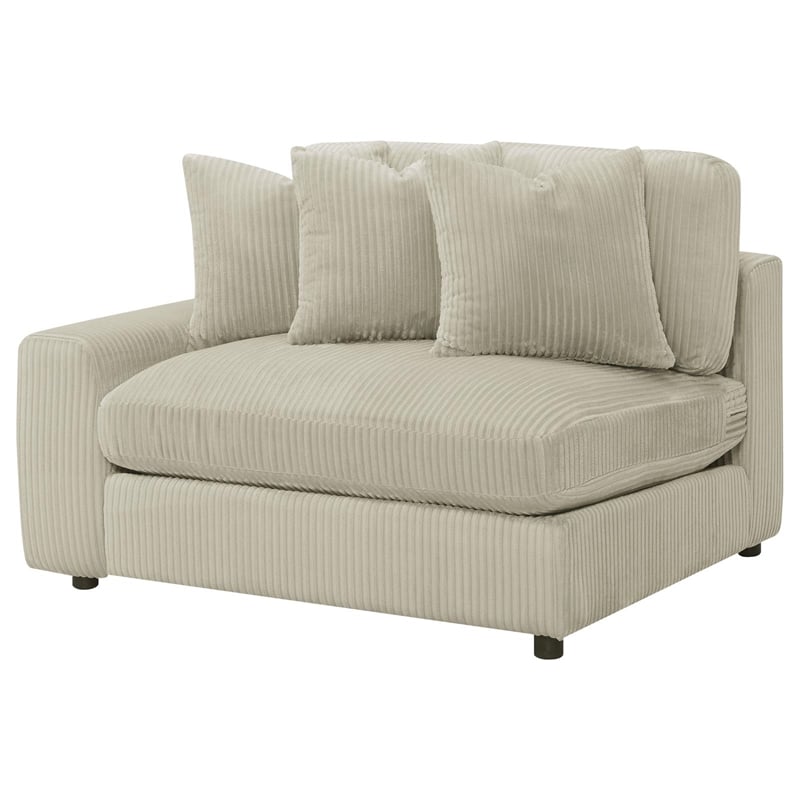 Pemberly Row Modern Velvet Upholstered Reversible Sectional Sofa in Sand