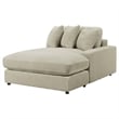 Pemberly Row Modern Velvet Upholstered Reversible Sectional Sofa in Sand