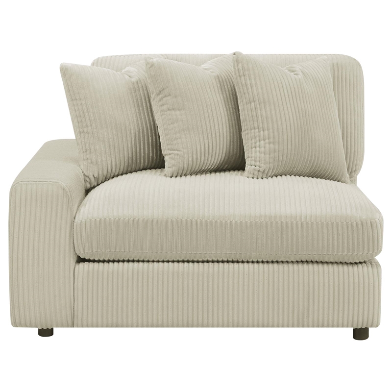 Pemberly Row Modern Velvet Upholstered Reversible Sectional Sofa in Sand