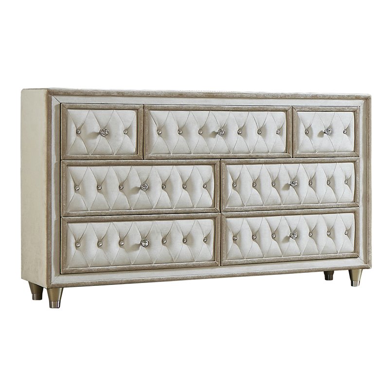 Pemberly Row 5-piece California King Upholstered Velvet Bedroom Set Ivory