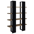 Pemberly Row Wood Bookcase with 4 Full-length Shelves Black and Aged Walnut