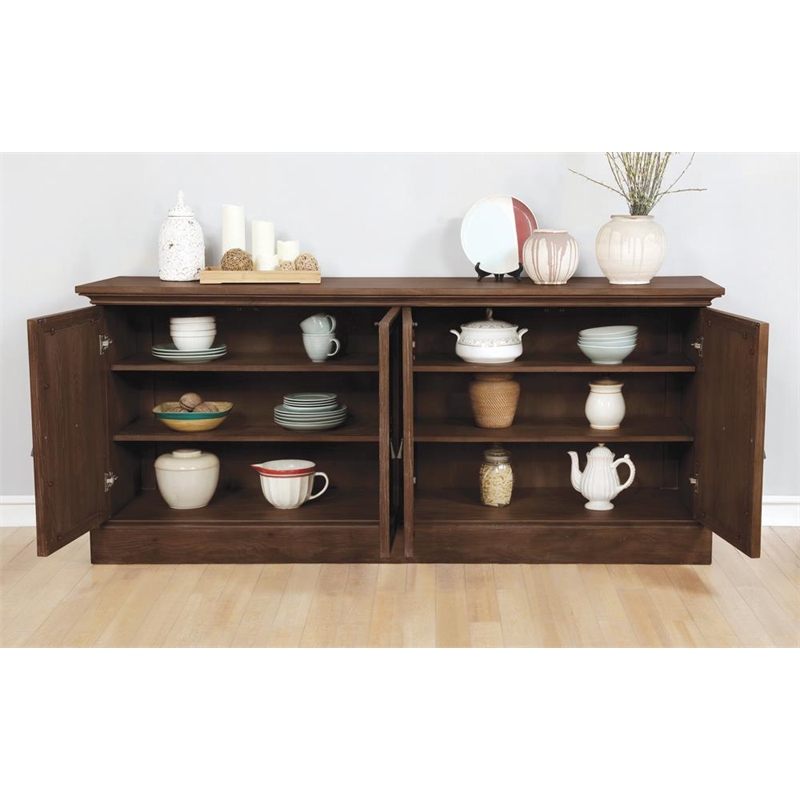 Pemberly Row Transitional Wood Cove 4-door Server in Antique Java and Brown