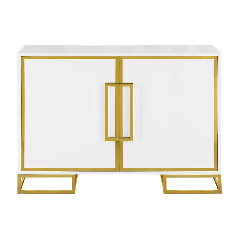 Pemberly Row 2-door Wood Accent Cabinet with Adjustable Shelves White and Gold