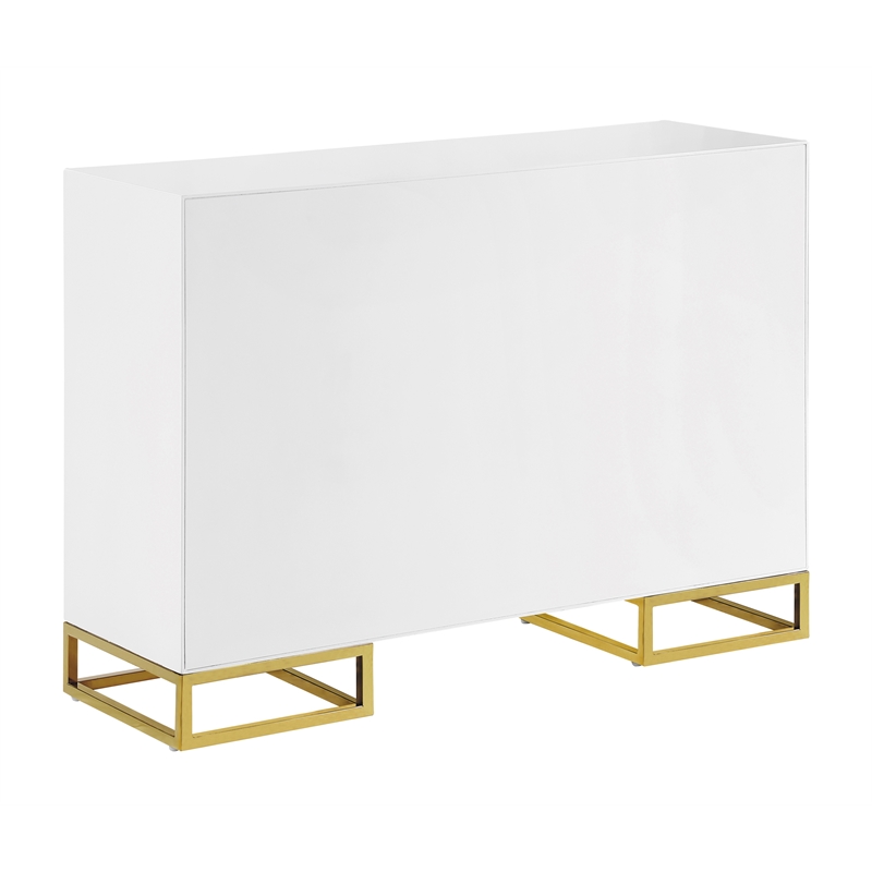 Pemberly Row 2-door Wood Accent Cabinet with Adjustable Shelves White and Gold