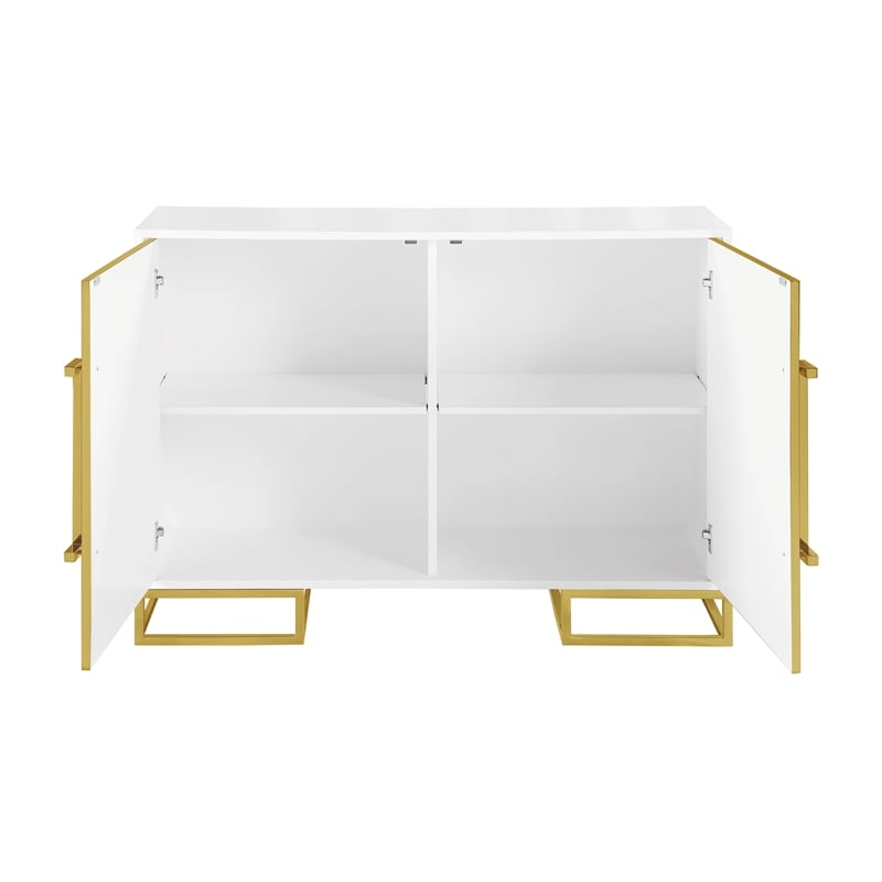 Pemberly Row 2-door Wood Accent Cabinet with Adjustable Shelves White and Gold