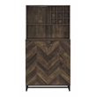 Pemberly Row 2-door Wood Wine Cabinet Rustic Oak Herringbone and Gunmetal