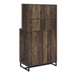 Pemberly Row 2-door Wood Wine Cabinet Rustic Oak Herringbone and Gunmetal