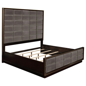 Pemberly Row Wood Eastern King Upholstered Bed Smoked Peppercorn and Gray