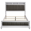 Pemberly Row Wood California King Upholstered Panel Bed in White and Gray