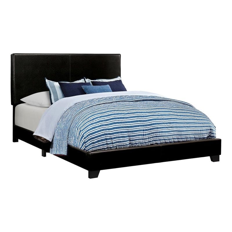 Pemberly Row Transitional Faux Leather Upholstered Eastern King Bed Black