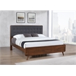 Pemberly Row Wood Eastern King Bed with Upholstered Headboard Dark Walnut