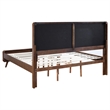 Pemberly Row Wood Eastern King Bed with Upholstered Headboard Dark Walnut