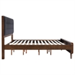 Pemberly Row Wood Eastern King Bed with Upholstered Headboard Dark Walnut