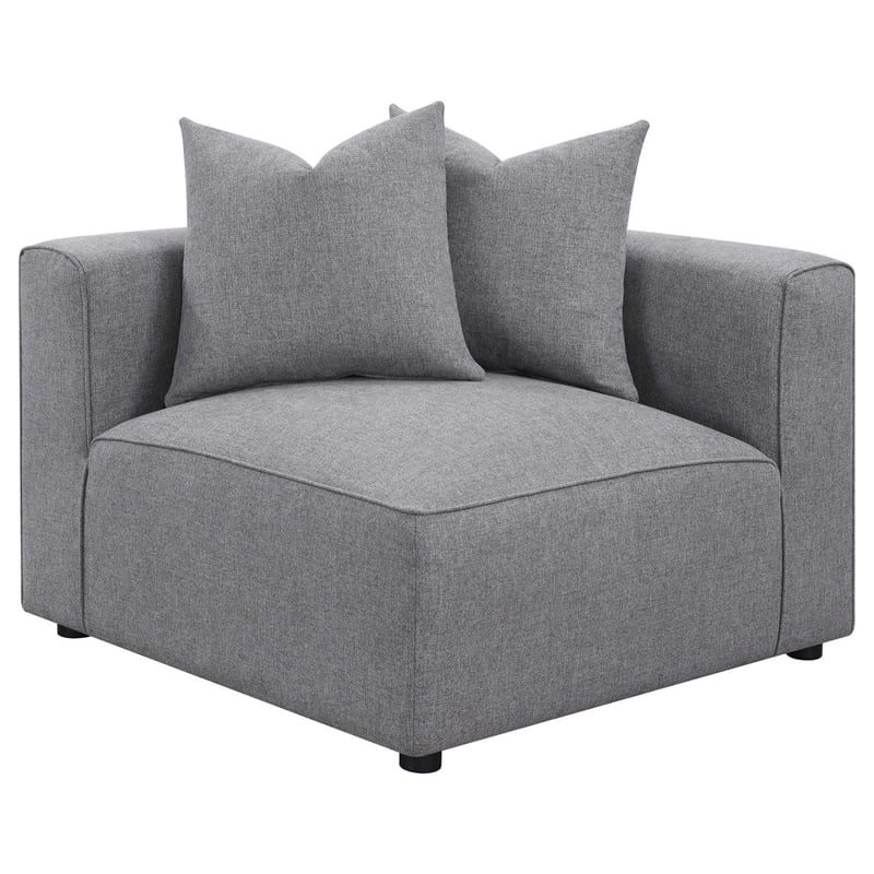 Pemberly Row Fabric Upholstered 6-piece Tight Seat Modular Sectional Gray
