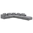 Pemberly Row Fabric Upholstered 6-piece Tight Seat Modular Sectional Gray
