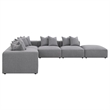 Pemberly Row Fabric Upholstered 6-piece Tight Seat Modular Sectional Gray