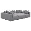 Pemberly Row Fabric Upholstered 6-piece Tight Seat Modular Sectional Gray