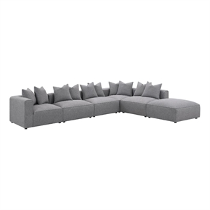 Pemberly Row Fabric Upholstered 6-piece Tight Seat Modular Sectional Gray