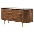 Pemberly Row 4-door Marble Top Dining Sideboard Server in White and Natural