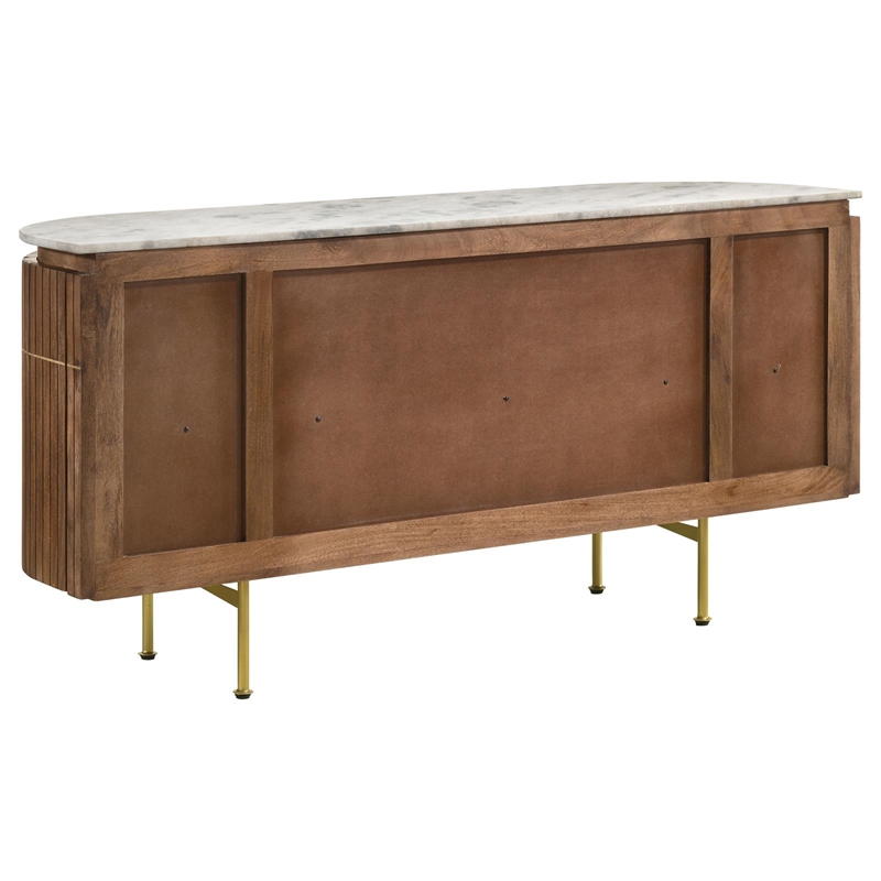 Pemberly Row 4-door Marble Top Dining Sideboard Server in White and Natural