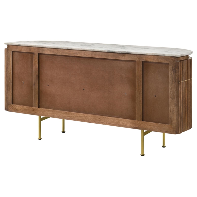 Pemberly Row 4-door Marble Top Dining Sideboard Server in White and Natural