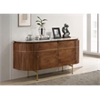 Pemberly Row 4-door Marble Top Dining Sideboard Server in White and Natural