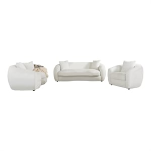 Pemberly Row 3-piece Fabric Upholstered Tight Back Living Room Set in White