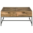 Pemberly Row 4-Drawer Square Wood & Glass Coffee Table in Honey Brown/Clear