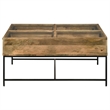 Pemberly Row 4-Drawer Square Wood & Glass Coffee Table in Honey Brown/Clear