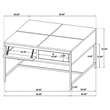 Pemberly Row 4-Drawer Square Wood & Glass Coffee Table in Honey Brown/Clear