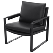 Pemberly Row Upholstered Faux Leather Accent Chair with Track Arms in Black