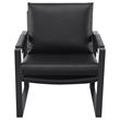 Pemberly Row Upholstered Faux Leather Accent Chair with Track Arms in Black