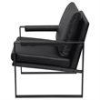 Pemberly Row Upholstered Faux Leather Accent Chair with Track Arms in Black