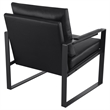 Pemberly Row Upholstered Faux Leather Accent Chair with Track Arms in Black