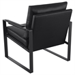 Pemberly Row Upholstered Faux Leather Accent Chair with Track Arms in Black