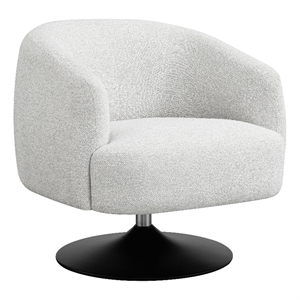 Pemberly Row Modern Fabric Upholstered Swivel Chair with Pedestal Base in Beige