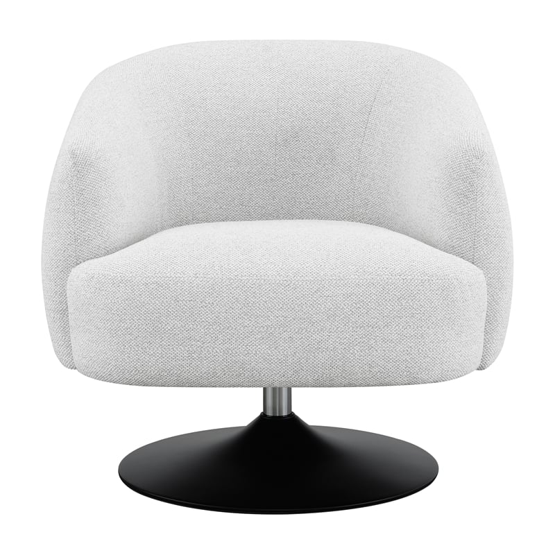 Pemberly Row Modern Fabric Upholstered Swivel Chair with Pedestal Base in Beige