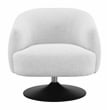 Pemberly Row Modern Fabric Upholstered Swivel Chair with Pedestal Base in Beige