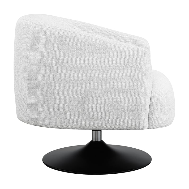 Pemberly Row Modern Fabric Upholstered Swivel Chair with Pedestal Base in Beige
