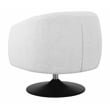 Pemberly Row Modern Fabric Upholstered Swivel Chair with Pedestal Base in Beige