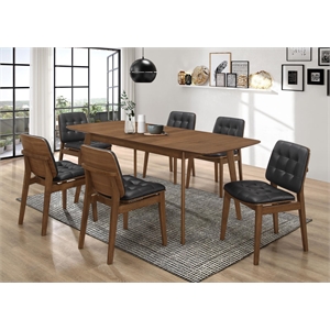 Pemberly Row 7-piece Rectangular Modern Wood Dining Set in Black and Walnut