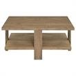 Pemberly Row 1-Shelf Square Farmhouse Engineered Wood Coffee Table in Brown