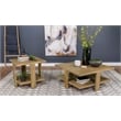 Pemberly Row 1-Shelf Square Farmhouse Engineered Wood Coffee Table in Brown