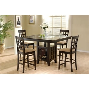 Pemberly Row 5-Piece Wood Counter Height Dining Set in Cappuccino and Beige