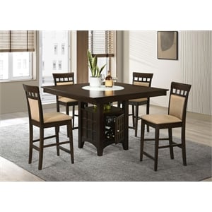 Pemberly Row 5-Piece Wood Counter Height Dining Set in Beige and Cappuccino