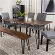 Pemberly Row Hairpin Legs Live-edge Wood Dining Table Sheesham Gray and Gunmetal