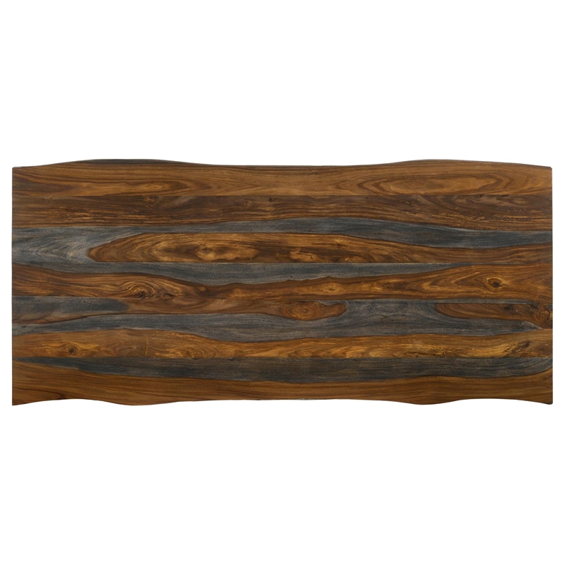 Pemberly Row Hairpin Legs Live-edge Wood Dining Table Sheesham Gray and Gunmetal