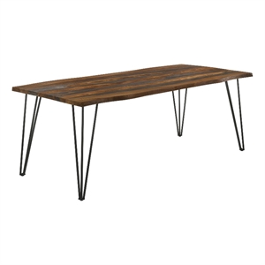 Pemberly Row Hairpin Legs Live-edge Wood Dining Table Sheesham Gray and Gunmetal